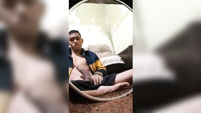Young Boy Masturbating in Front of the Mirror - Latino Bisexual Solo Solo Masturbation Home Video