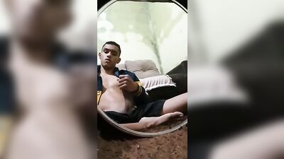 Young Boy Masturbating in Front of the Mirror - Latino Bisexual Solo Solo Masturbation Home Video
