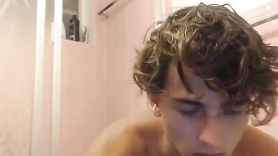 Gay Porn Video: Handsome Solo Webcam Twink Strip Bathroom Cam Show