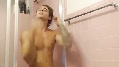 Gay Porn Video: Handsome Solo Webcam Twink Strip Bathroom Cam Show