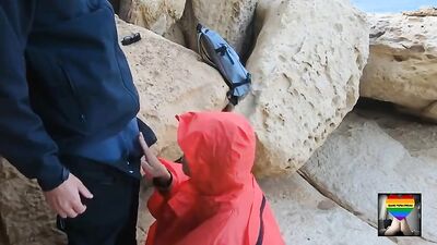 Asian F*ck In The Rain: Twink Bareback Cum Shots Public Outside