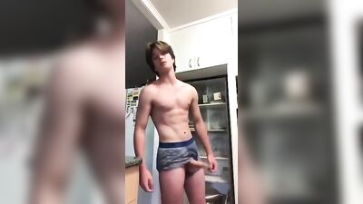 Young Blond Twink Shows Off Big Dong!