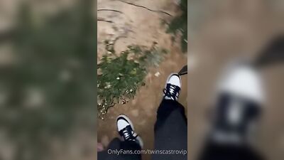 Outdoor Cum-Wank Twins - Public Shots Amateur