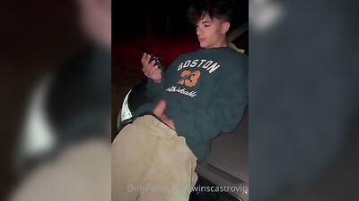 Outdoor Cum-Wank Twins - Public Shots Amateur