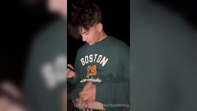 Outdoor Cum-Wank Twins - Public Shots Amateur