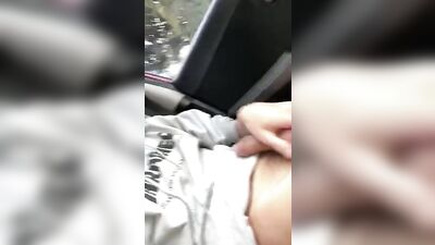 Jerking Off in His Car: Sexy Young Guys Cum Shot Surprise