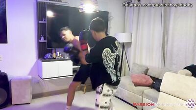 Sweaty Latino Boys Fighting and Cumming: Young Gay and Straight Models Punching in PassionBoys Studio!