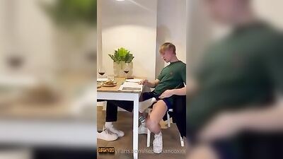Feet Worship: Blond Boys Cum with Friends Teasing