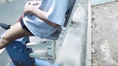Risky Public Wanks: Gay Boys in the Workout Park Porn!