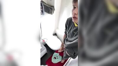 Young stud goes for a quick wank in the bathroom!