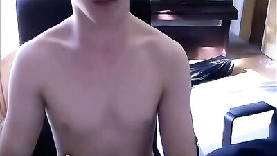 AI-Enhanced Orgasmic Twink Webcam Cum Shot - No Face Amateur