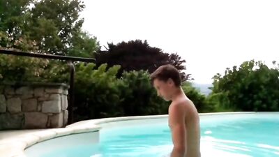 Wanking in the Pool Cam Boys Porn: Twinks Public Handjob Adventure!