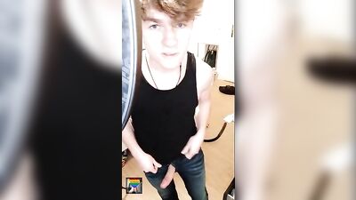 German Twink Explodes with Cum Shots in Web-Cam Solo Sex!
