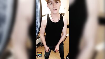German Twink Explodes with Cum Shots in Web-Cam Solo Sex!