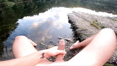 Teen Cum Outdoors in Beautiful Place - Gay Porn Adventure