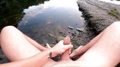 Teen Cum Outdoors in Beautiful Place - Gay Porn Adventure