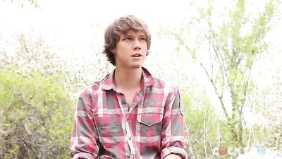 Gay Porn: Justin Lebeau Masturbates In The Woods And Cums On His Belly