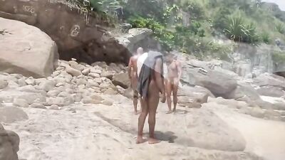 Outdoor Naked Beach Fun-No Cum 245 : Action Amature Ass Play Bareback Black Group Sex Handjob Interracial Mix Oral Porn Public Outside!