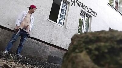 Outdoors Gay Teen Pounding by Building!