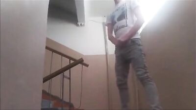 Gay Risks: The Teen Returns for More Stairwell Wanks!