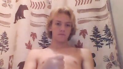 Blonde boy spreads his seed