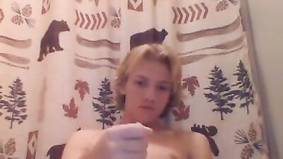 Blonde boy spreads his seed