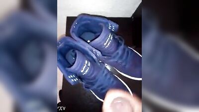 Sneaker Slam: Horny Boy Cums on Blue Supras!