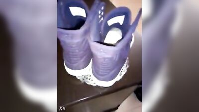 Sneaker Slam: Horny Boy Cums on Blue Supras!