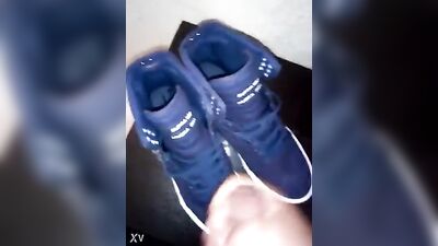 Sneaker Slam: Horny Boy Cums on Blue Supras!