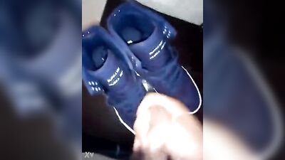 Sneaker Slam: Horny Boy Cums on Blue Supras!