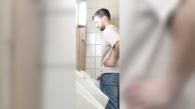 Caught Peaking at Urinal: Steamy Gay Porn Video with Big Cocks and Bareback Action!