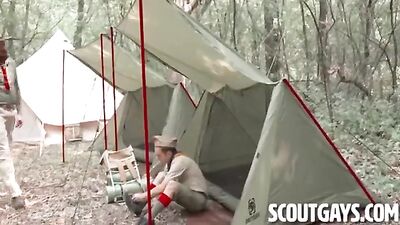 Gay Porn: Bareback Twinks Suck and Fuck in the Forest with Scoutmaster