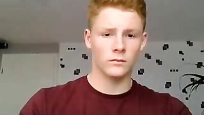 Ginger stud shows off his tight ass in solo wank session