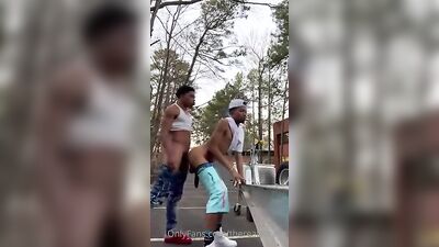 Black Twinks Bareback in Public Park