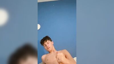 The Cutest Solo Amateur with a Big Dick Wanking in Bed - A Gay Porn Video!