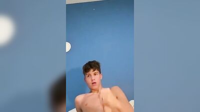 The Cutest Solo Amateur with a Big Dick Wanking in Bed - A Gay Porn Video!