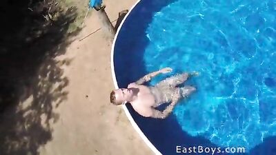 Gay Porn: Straight Boy Jacks Off in Pool!