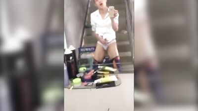 Chinese Public Teen Jerks Off in the Open!