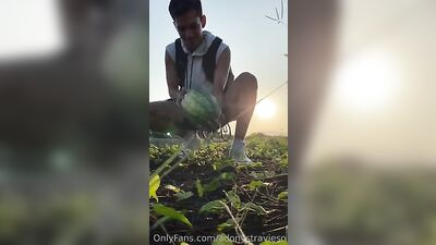 Cum Shots Fetish Fun - Public First Time Watermelon!