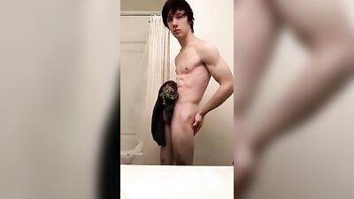 Cute Towel Rack Guy: Handsome Big Cocks Solo Straight Boys Model!