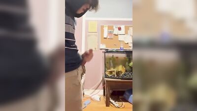 Twink Cums in Room with Aquarium: A Gay Porn Fantasy!