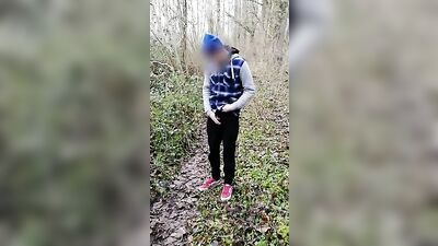 Gay Porno Forest Trail: Boy Jizzing and Cumming on Natures Path