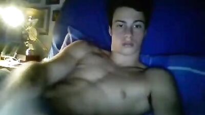 Super Handsome Brunette with Muscular Body and Hairy Ass Showing Off His Big Cock on Web-Cam