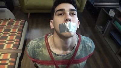 BDSM military twink bound tied feet licking pt 1