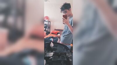 Gay Porn Mirror Masturbation - Young Sexy Body In The Reflection