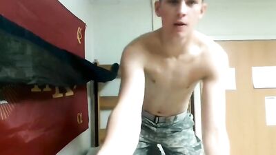 Military Cutie Gets Fucked by a Pillow and Cums in His Face - Big Cocks, Cum Shots, Solo Straight Boys!