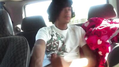 Latin Teen Cum Shot in Car: A Public Wank!