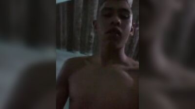 Latino jerks off in the shower