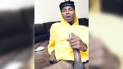 Black Boy Wanking Delights with Hot Cumshot