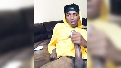 Black Boy Wanking Delights with Hot Cumshot